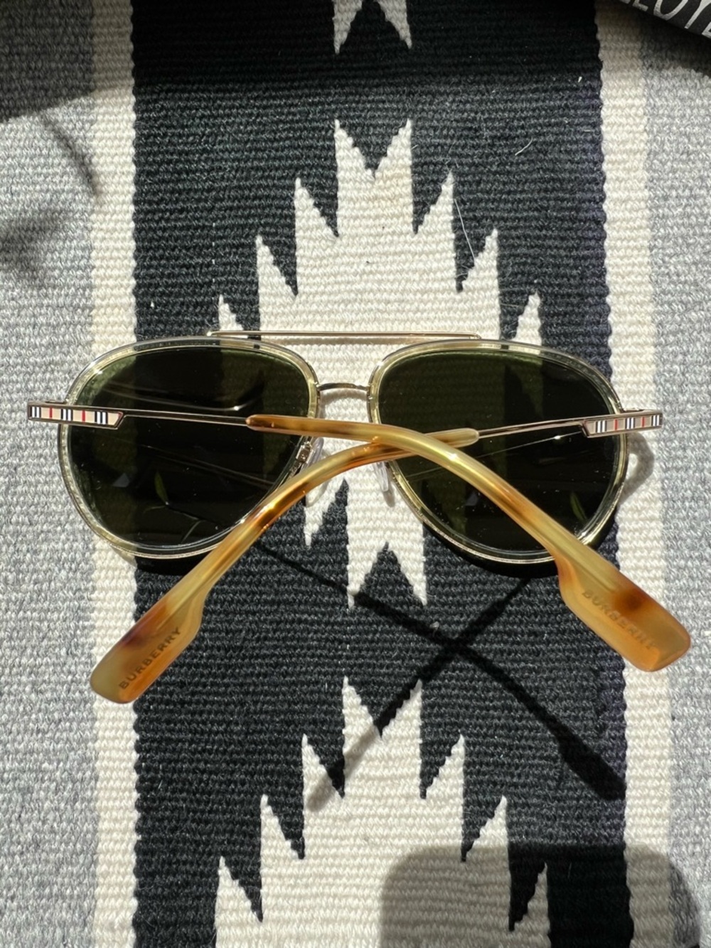 Burberry B 3125 Gold Aviator Style Sunglasses - Picture 8 of 15